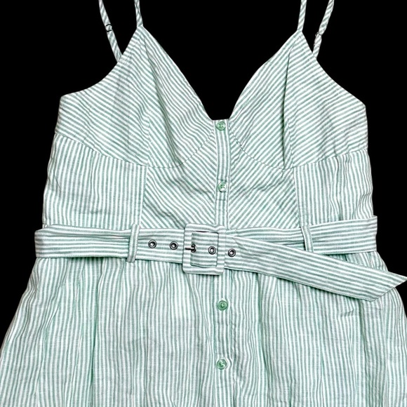 Jonathan Simkhai Sz L Dress Leighton Linen midi Sundress Designer Luxury Preppy - Picture 1 of 10